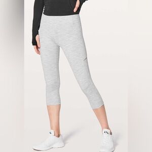 Lululemon Athletica Gray and White Cropped Leggings